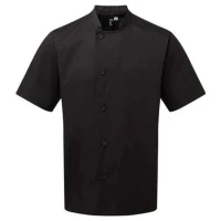 Veste de poissonnier manches courtes simple boutonnage Essential par Premier, Noir - Taille XS