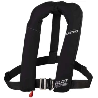 Gilet de sauvetage gonflable Pilot Pro 180 automatique UML Elite antifeu noir avec harnais et sous-cutale par Plastimo, Noir