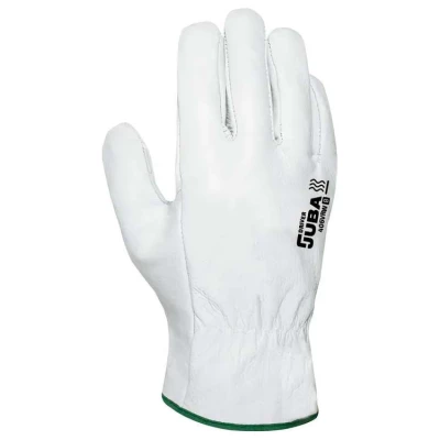 Gants en cuir fleur de vache Driver Blanc - Juba