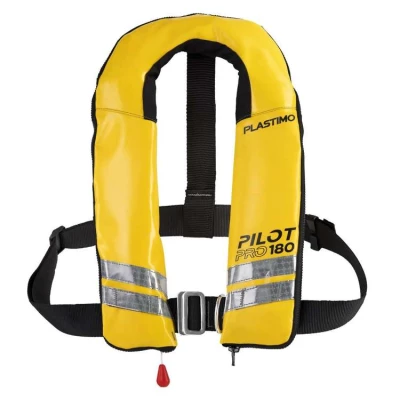 Gilet de sauvetatge gonflable Pilot Pro 180 auto UML Elite PVC avec harnais et sous-cutale - Plastimo