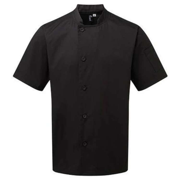 Veste de poissonnier manches courtes simple boutonnage Essential Noir - Premier